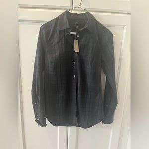 J Crew Black Watch Tartan Button Down Top